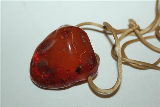 Freeform amber necklace pendant